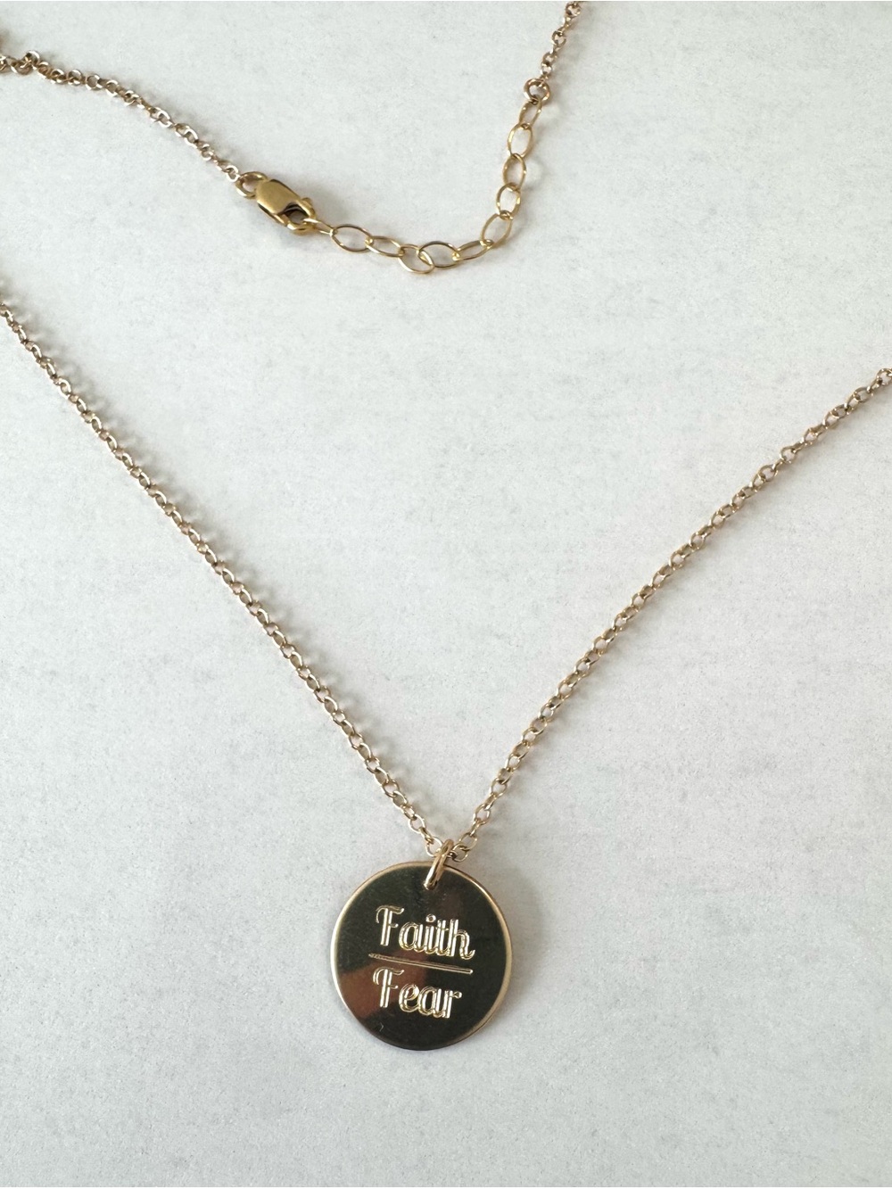 Gold tone ‘Faith over Fear’ necklace